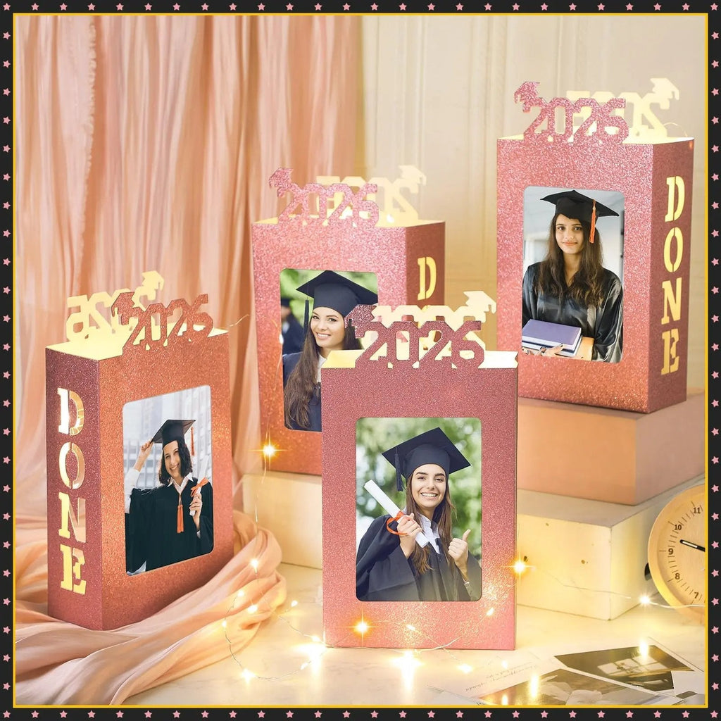🎓4 stk. 2026-dimissionspynt til Class of 2026-Passer til 4x6 tommer billeder|Fyldbar billedboks