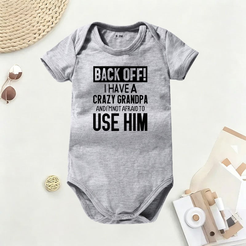 👶 "Tilbage! Jeg har en skør bedstefar" Sød bomulds-babybody