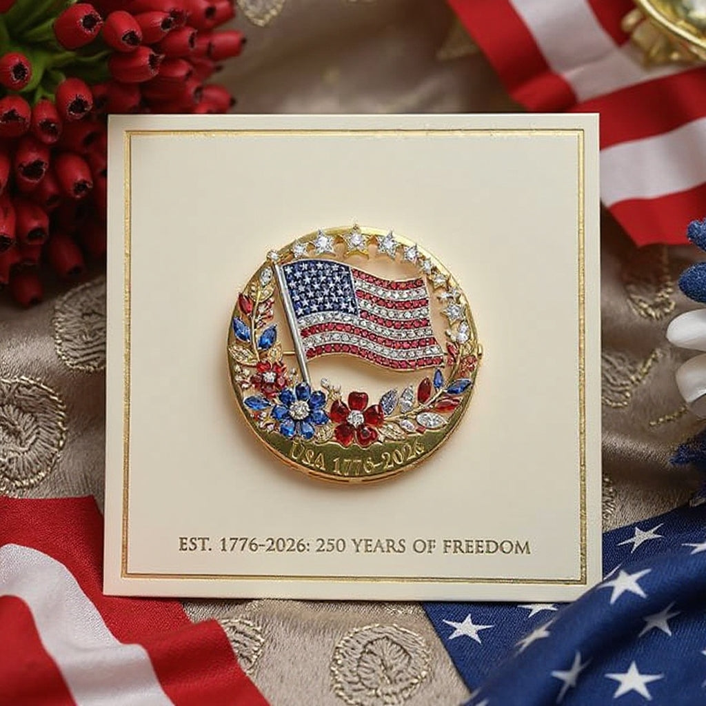 USA 250-års jubilæums emaljebrosche