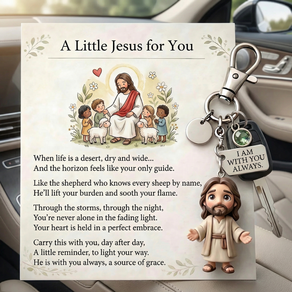 "En lille Jesus til dig" - Trøstende nøglering og digtkort gaveæske 🌟🙏