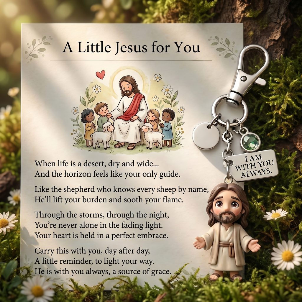 "En lille Jesus til dig" - Trøstende nøglering og digtkort gaveæske 🌟🙏