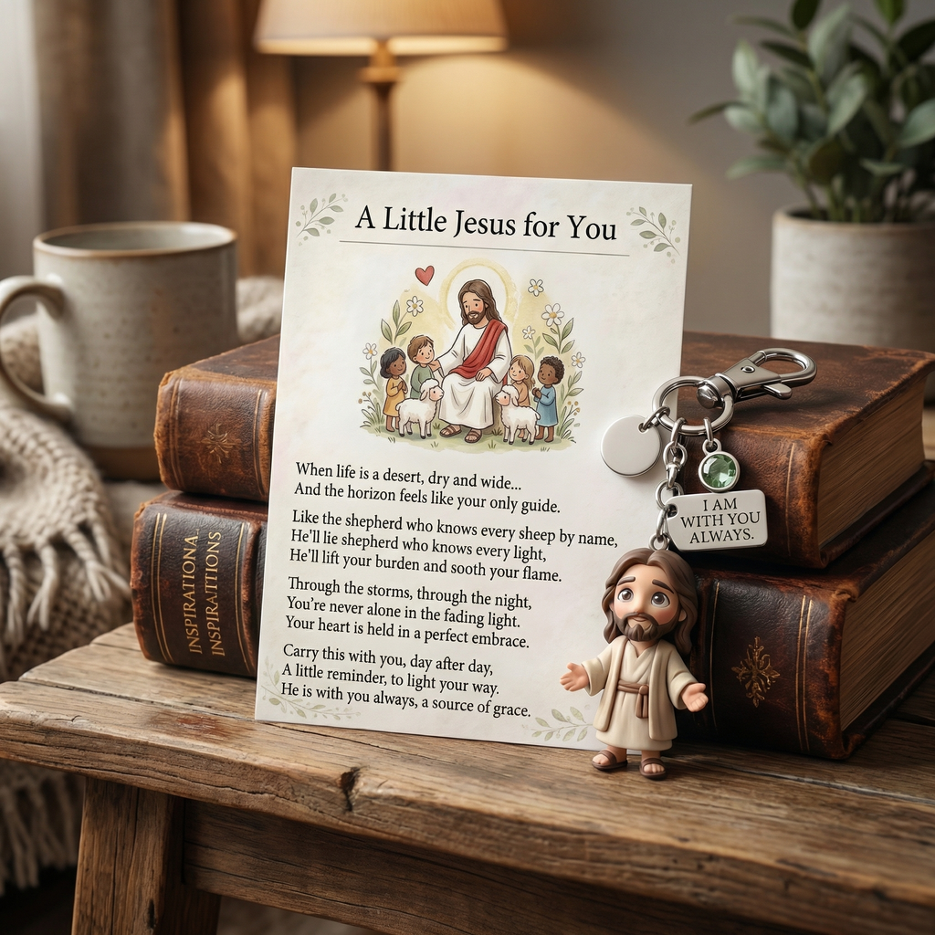 "En lille Jesus til dig" - Trøstende nøglering og digtkort gaveæske 🌟🙏