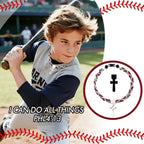 ✝️⚾Triple-Rope Tornado Baseball Necklace – Cross Charm Pendant with "I CAN DO ALL THINGS PHL4:13"