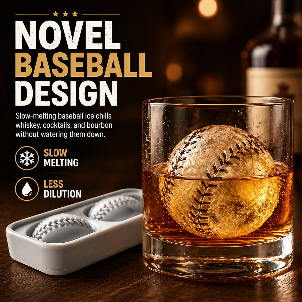Baseball-isterningform – Langsomtsmeltende silikonekugleform til whisky, cocktails og mere ⚾🧊