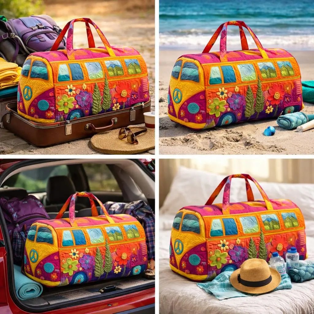 Unisex Boho Vatteret Weekender Rejsetaske, Let & Komfortabel, Hippie Design