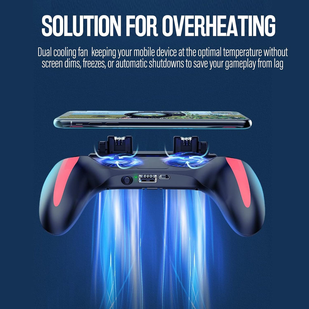 4-finger køle-gamecontroller med dobbelt blæser til mobilgaming