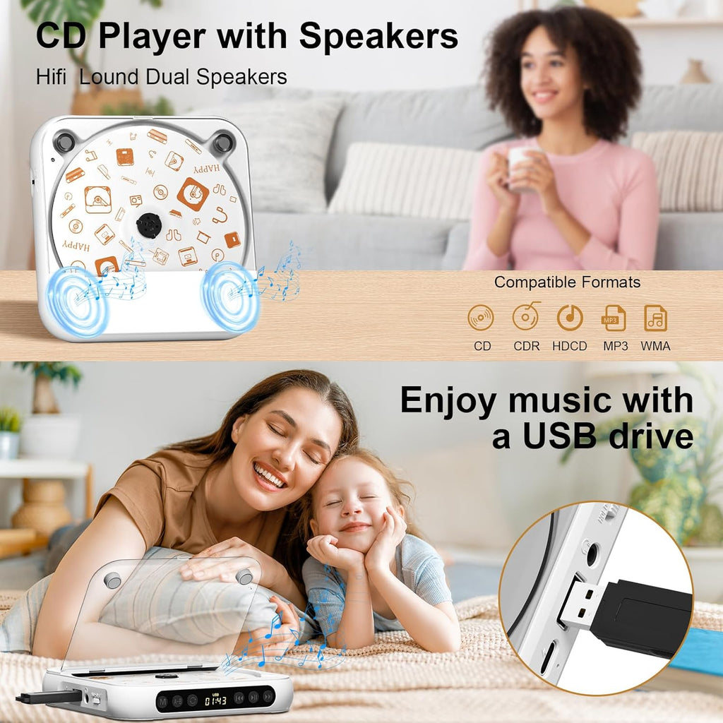 Bærbar Bluetooth CD-afspiller ❤️ Den perfekte gave til musikelskere