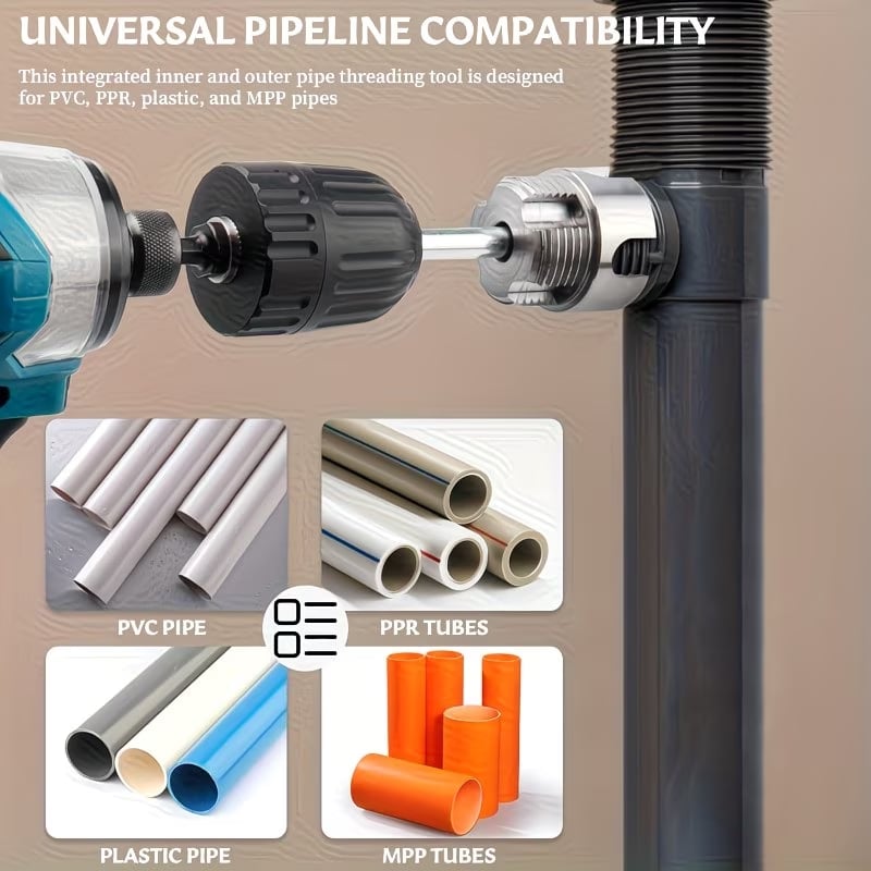 3-delars gängsats för PVC-rör, kraftig (1/2″, 3/4″, 1″ hane/hona) – för PVC-, PPR- och MPP-rör
