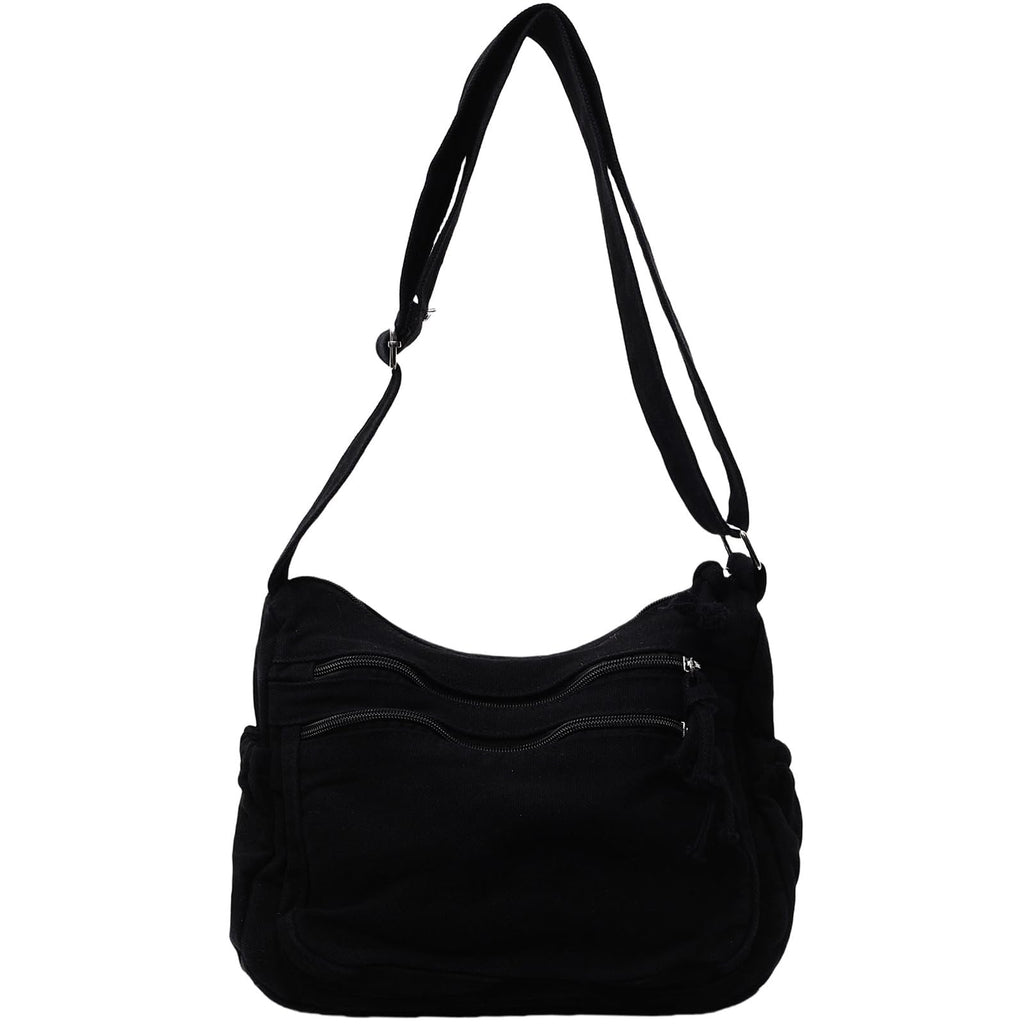 Lærreds Crossbody Taske med Flere Lommer til Hverdagsbrug