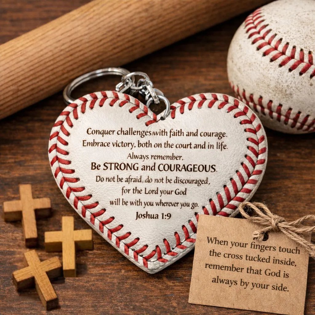 ⚾️✝"Troen i Spillet" Hjerte Baseball Nøglering
