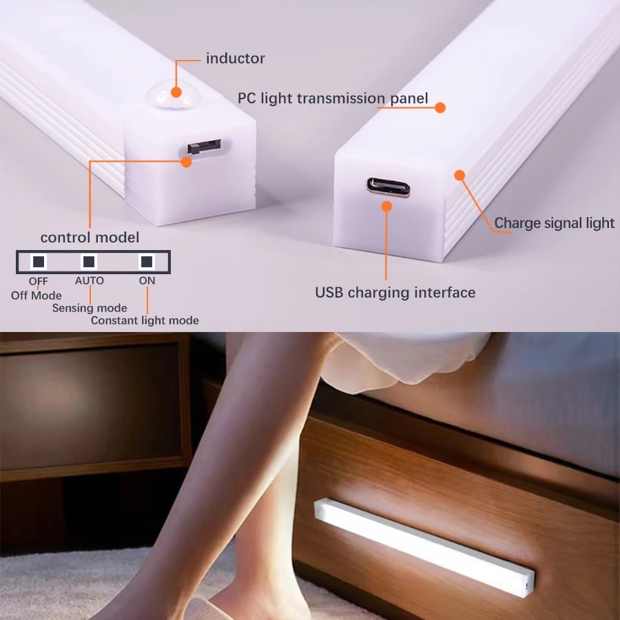 💡Selvklæbende Smarte Sensor Magnetiske Genopladelige LED-lys