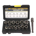 14Pc Impact Bolt & Nut Extractor Set – Stripped Lug & Rounded Bolt Remover for Damaged, Frozen Fasteners