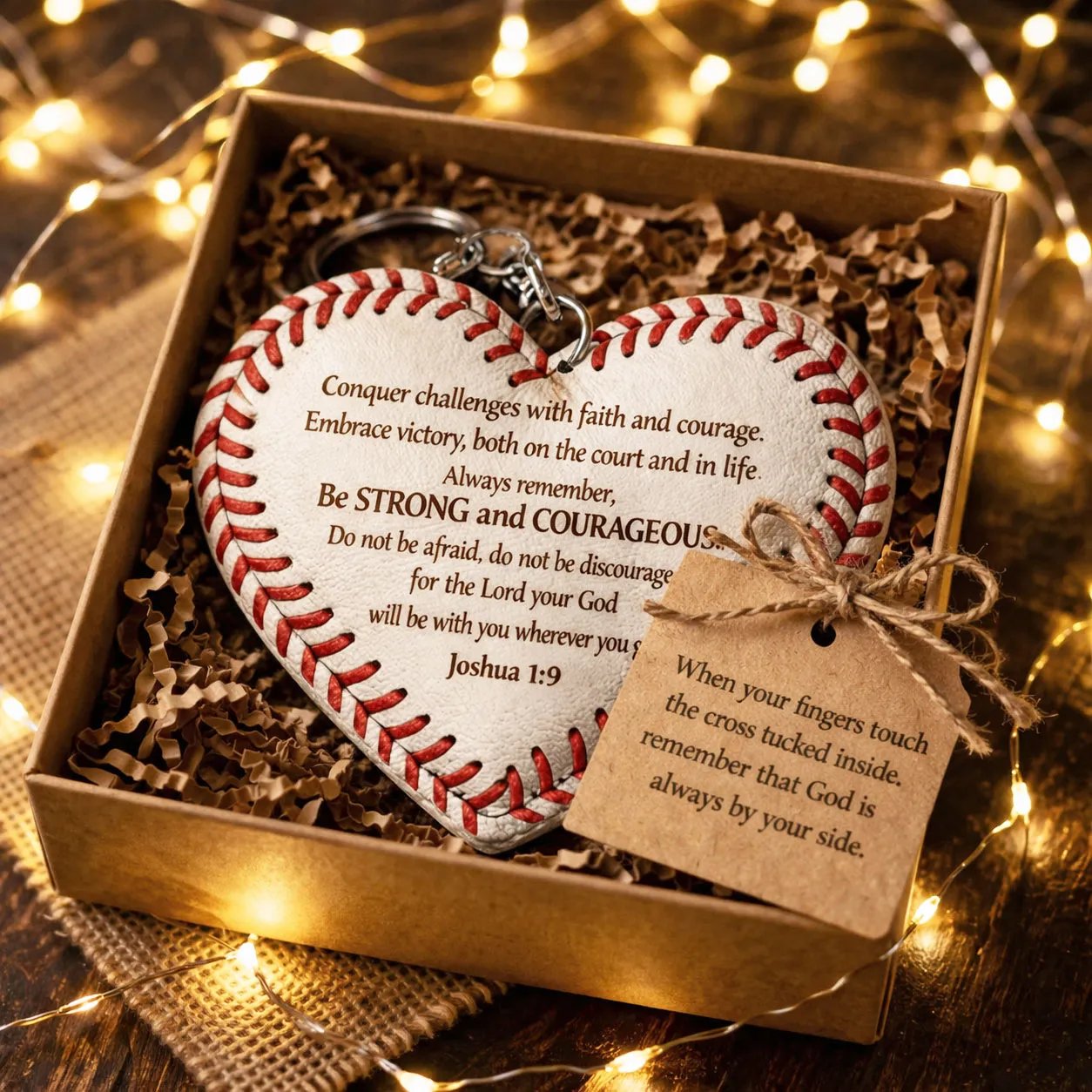 ⚾️✝"Troen i Spillet" Hjerte Baseball Nøglering