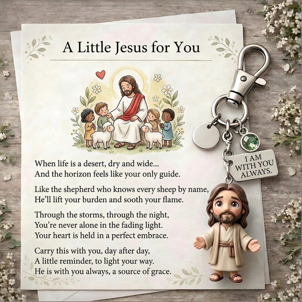 "En lille Jesus til dig" - Trøstende nøglering og digtkort gaveæske 🌟🙏